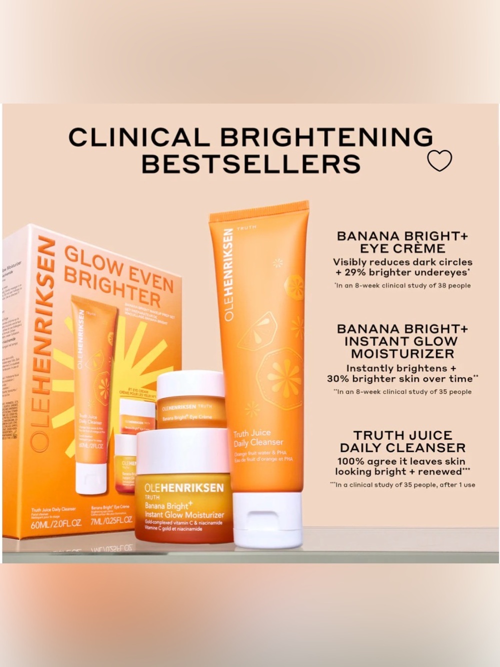 OLEHENRIKSEN Glow Even Brighter 3 pieces - Cleanser, eyes, Face Moisturizer